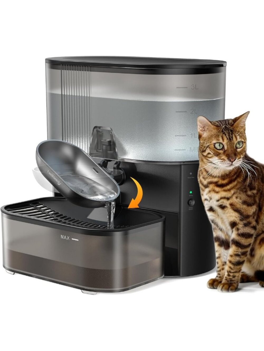 Wireless Cat Water Fountain - No Filters, 3.5L Stainless Steel Pet Dispenser